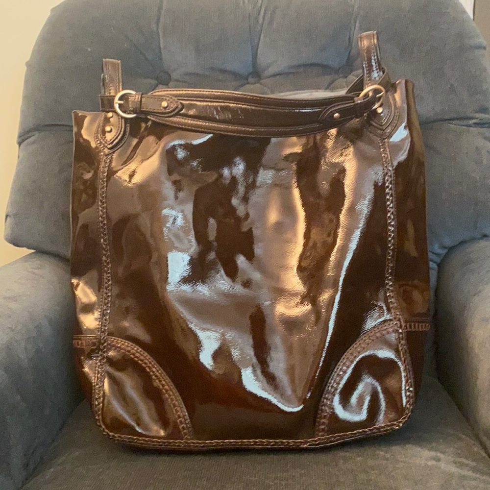 Large Brown Patent Leather Tote by Sigrid Olsen